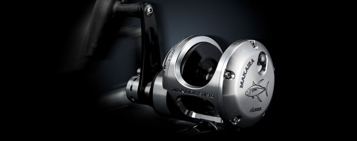 Makaira Sea Silver Lever Drag Reel - Okuma Makaira Sea Silver Lever Drag Reel-Special edition gun smoke and silver anodizing-Carbonite dual force drag system -Over sized handle and lower low speed gearing versus the original Makaira